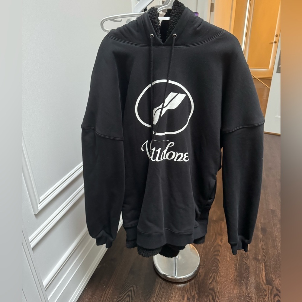 WE11DONE FUR LINED LOGO HOODIE - Picture 4 of 8